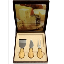 4 pc Cheese knife set with glass cheese board