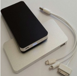 Slim executive powerbank, 4000mAh, available in silver or black with a micro cable.