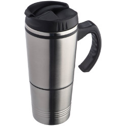 2-In-1 Thermal mug: 400ml mug with screw on dry compartment (200ml) to store your rusks, tea bags or biscuits. Stainless steel