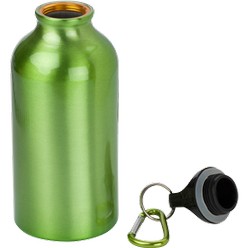 400ml Aluminium water bottle with carabiner clip, features: carabiner belt clip, solid colour body