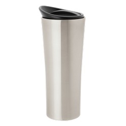 450ml double wall steel mug, features: insulated double wall contruction, non-slip rubber base, 450ml capacity, rotating closure, 18/8 stainless steel liner
