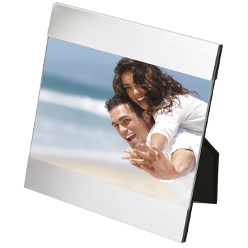 4x6 Aluminium photo frame: brushed aluminium finish, velvet easel back, holds 15cmx10cm photo