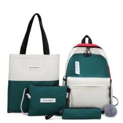 Backpack with tote bag, small crossbody bag and pencil case