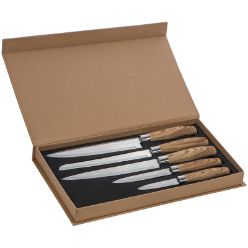 Chefs knife set with wooden handle presented in a gift box