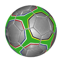 Hand sewn 5-ply soccer ball, size 5, with outstanding 3D carbon appearance in our national flag colours.