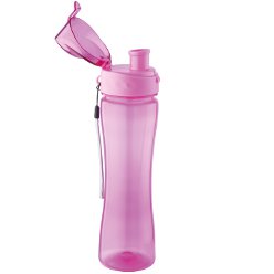 500ml Colourful flip top water bottle: Screw-off lid, matching colour wrist carry strap