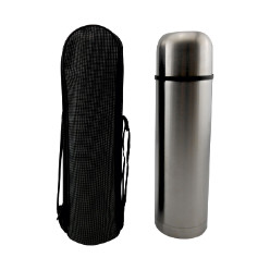 500ml Double-walled stainless steel thermal flask. with easy closure metal mug.