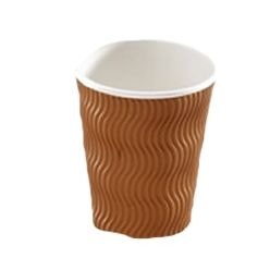 Paper Cups, Size 500ml, could be used for hot/cold beverages, with a textured outer to improve heat isolation, Eco Friendly