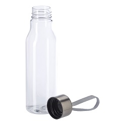 plastic water bottle, stainless steel cap, matching wrist strap