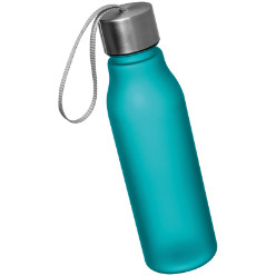 Leak-proof plastic 550ml drinking bottle with metal screw top and carry loop