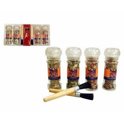 6pc braai spice set includes 4 spice grinders and 2 brushes in gift box