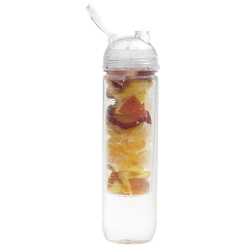 800ml Fruit Infusing Tritan Water bottle: Flip top drinking spout, wide opening screw-off lid, fruit infuser, Tritan material