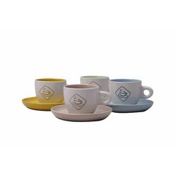 8pc colour espresso cup and saucer set