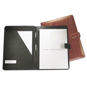 Italian leather A4 Folder with business card/credit card pockets, pen loop, gusseted filing pocket, holds A4 pad - pad included, pen not included