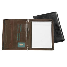 Italian leather A4 Conference Folder with business card/ credit card pockets, pen pocket, filing section, holds A4 pad - pad included, pen not included