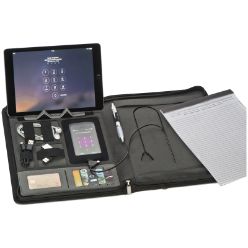 A4 zip around folder with build in 5000mah powerbank, 2 in 1 charging cable