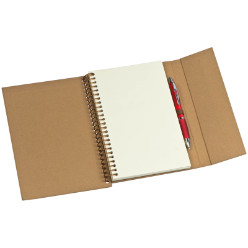 A5 Hardcover cardboard notebook with a penloop and elasticband closure. 240 unlined pages