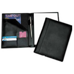 Fine black Leather A5 Folder with pen loop, business card/credit card pockets, inner pocket, holds A5 pad - pad included, pen not included
