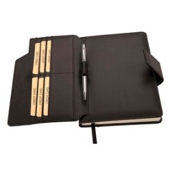 A5 Media Notebook, NBK-3002/Blu, 80 Lined Pages, Tab Closure, Pen Loop, Card Section inside front cover