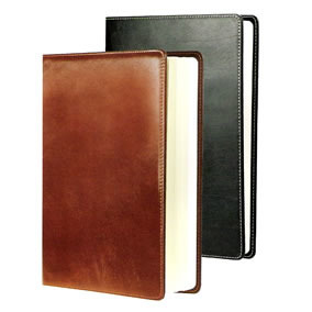 A5 Notebook with Italian leather slip on cover, holds A5 notebook - notebook included, 232 cream lined papers, detailed stitching, pen loop, pen not included