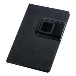 A5 Soft feel notebook, PU cover, 80 lined pages, removable wirless charger