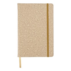 A5 PU covered notebook, Cork print, 96 lined pages, ribbon marker, matching nylon elastic band closure