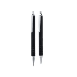 Push Button Metal Ball pen & Pencil Set, Refill, Black Ink Supplied in Matching Colour Metal Tin