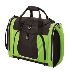 Active tog bag with side zipper pockets handles and shoulder strap
