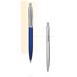 Push button metal ballpen, stainless steel top/Metal bottom, Parker type refill, black ink