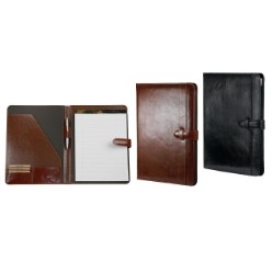 Leather Folder with Tab, Tab Closure, Holds A5 Pad - Pad included, Business Card / Credit Card Pockets, Gusseted Filling Pockets, Pen Loop, Gift Boxed