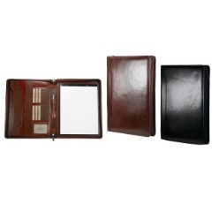Leather Zipped Folder, Holds A4 Pad - Pad included, Business Card / Credit Card Pockets, Filing Pocket, Gift Boxed
