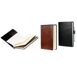 Leather Slip on Cover, Holds A5 Notebook - Notebook included, Pen Loop, 95 Cream Lined Pages