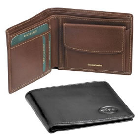 Italian leather Wallet with banknote section, credit card pockets, coin pocket, in gift box