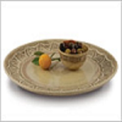 African Pottery Platter available in different patterns, with rimless patè bowl