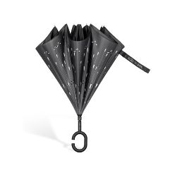 Rubberized C hook handle, patterned inverted umbrella