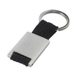 Metal rectangular keyholder with coloured polyester webbing, packaged in black presentaion box