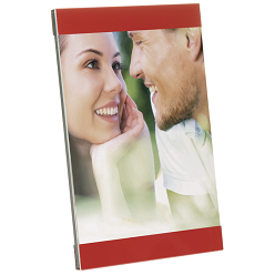 Aluminium Clip Photo Frame, Colourful Aluminium Frame, Holds 10cm x 15cm photo, Plastic Easel Back