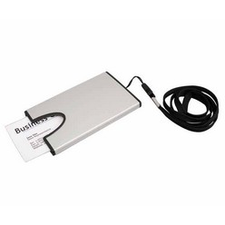 Aluminium business card holder with neck strap