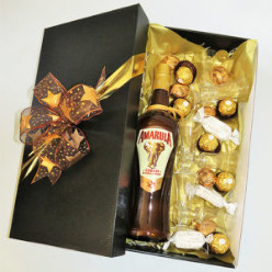 1x 750ml Liqueur Amarula Cream, 6x 30ml Glasses Liqueur, 6x 1's Ferrero Rocher Chocolates, 6x 1's Chocolates Amarula, 3x 1's Sally Williams Nougat