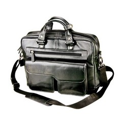 Ambassado Document Bag, Nappa Leather, Shoulder strap, fully lined, Computer sleeve, Embossing, Fits 15.4 inch Laptop Computer