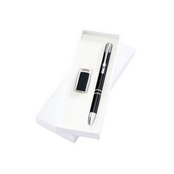 Metal pen and 8GB USB flash drive package in a white gift box