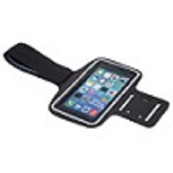 Armband cell phone holder includes separate locker key holder with luminous strip made from neoprene material