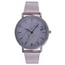 Silver ash watch with white face, 2 year guarantee and silver mesh strap