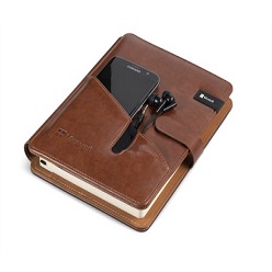 Simulated leather, removable notebook, PU, 80 lined pages, pocket, business card holder, business card holder, pen loop, zippered pocket, organiser front pocket