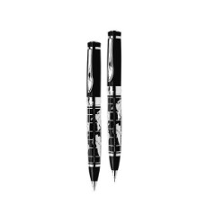 Push Button Metal Ball pen & Pencil Set, Refill, Black Ink Supplied in an Deluxe Box