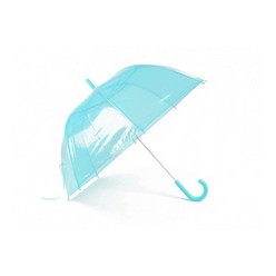 This Auto Open POE Plastic Hook Handle Umbrella has the Dimensions: 88cm x 27cm x 39cm, Qty Per Carton: 60 Unit, Carton Weight: 21KG which is available in colours from light blue, pink, blue and clear that can be customised in printing, heat transfer and sublimation