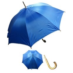 Auto Wooden Shaft Umbrella with fluted back and crooked wooden handle