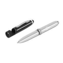 barrel ABS lid aluminium clip & trim stainless steel, A nice looking affordable pen to showcase your logo at any promotional event. Available in bright Black with white accents, with black German ink.
