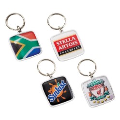 Dress up your keys and show off your brand with our big screen dome keyring holder that has been designed with a recess for a full colour dome sticker.