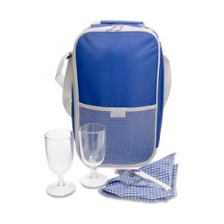 600D material zippered wine bag with shoulder strap and insulated compartment, Includes 2 glasses, 2 napkins and a waiter's friend